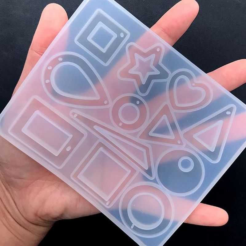 1 Pack 12 Case Geometric Shapes Cabochon Gem Silicone Jewelry Mold Epoxy Resin Mold for Making Polymer Clay Crafting, Resin Epoxy Resin Tray, Resin Moulds Jewelry Resin Molds