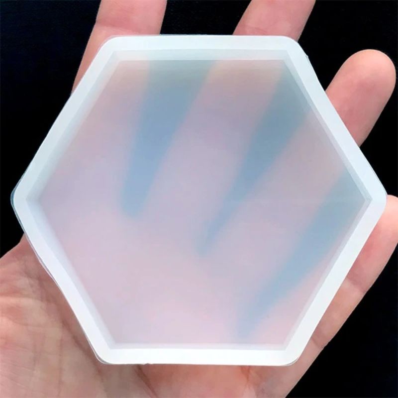 Hexagon Shape Coaster Silicone Resin Mold 6-Sided Hexagon Shaped Casting Molds Irregular Epoxy Slice Molds Silicone Large Coaster Resin Mould Crystal Epoxy Resin Molds Irregular Coaster Tray Resin Moulds