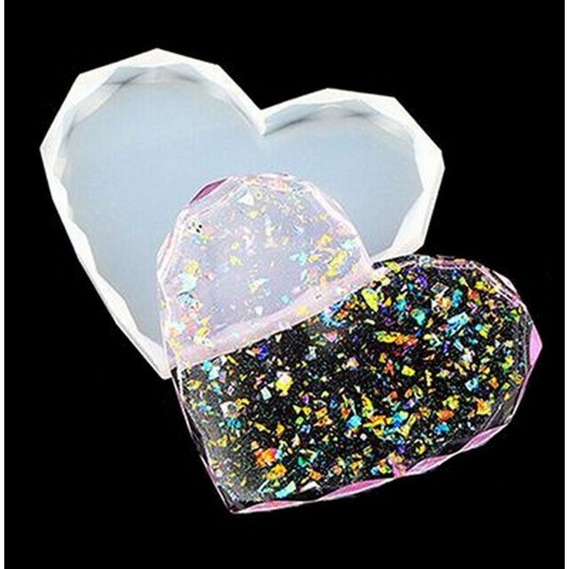 Flat Diamond Heart Shaped Clear Silicone Epoxy Resin Mold for Making Polymer Clay Crafting, Resin Epoxy Coaster Mold - Resin Moulds Irregular Heart Resin Molds Kit