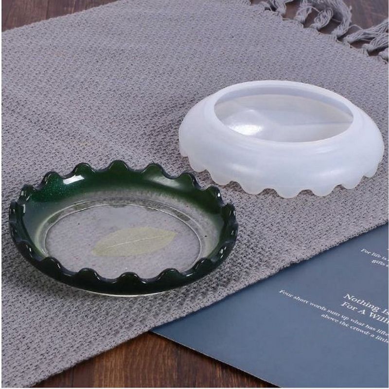 Silicone Ashtray Resin Mold, DIY Silicone Irregular Round Dish Tray Resin Molds, Round Resin Casting Mold, Full Mirror Transparent DIY Irregular Round Soap Dish Resin Moulds