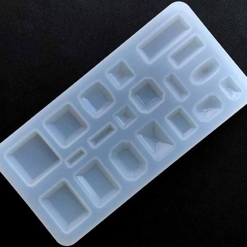 1 Pack 19 Case Square and Rectangle Cabochon Gemstones Silicone Jewelry Mold Epoxy Resin Mold for Making Polymer Clay Crafting, Resin Epoxy Resin Tray, Resin Moulds Jewelry Resin Molds