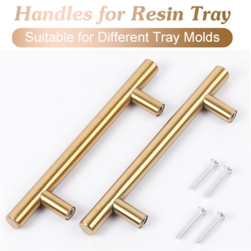 Multipurposed Golden Handles With Screws, Gold Handles For Resin Tray, old Tray Handles Resin Tray Molds Handles Metal Handle for Silicone Resin Casting Tray Mold Drawer Kitchen Cabinet Door Hardware with Screws