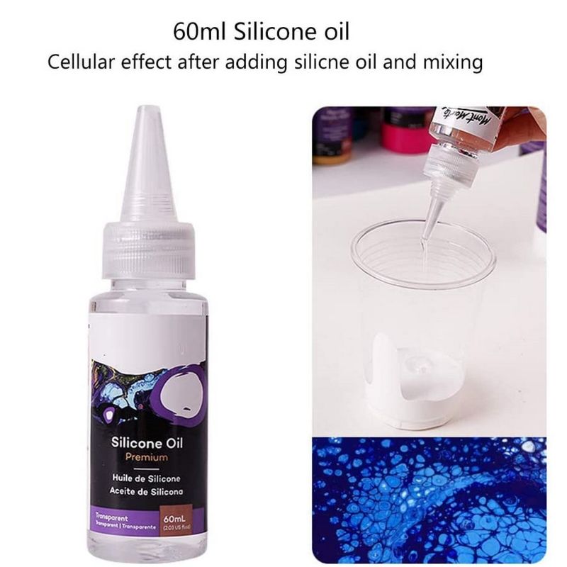 60ml Pigment Acrylic Paint Pouring Medium Silicone Oil for Artist DIY Art Supply, Premium Quality Silicone Oil For Epoxy Resin