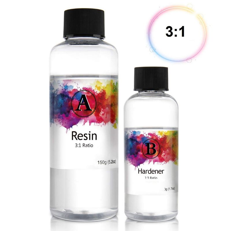 3:1 Epoxy Resin Crystal Clear Kit 100% Bubbles Free, 3:1 Resin and Hardener for Super Gloss Coating, For Bars, Outdoor Table Top, Countertop, Art Safe for Use on Wood, Metal, Stone, Plastic, Marine Sealer
