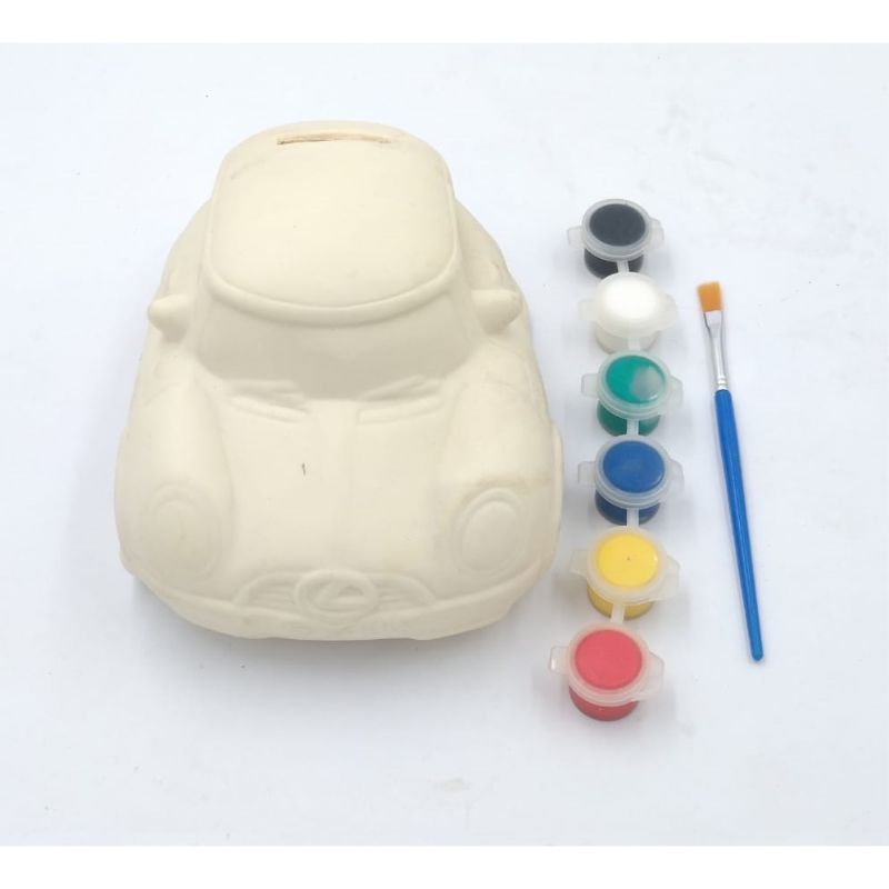 DIY Paint Your Own Money Box For Kids, Car Shaped Painting Money Box With 6 Painting Tubes & Brush