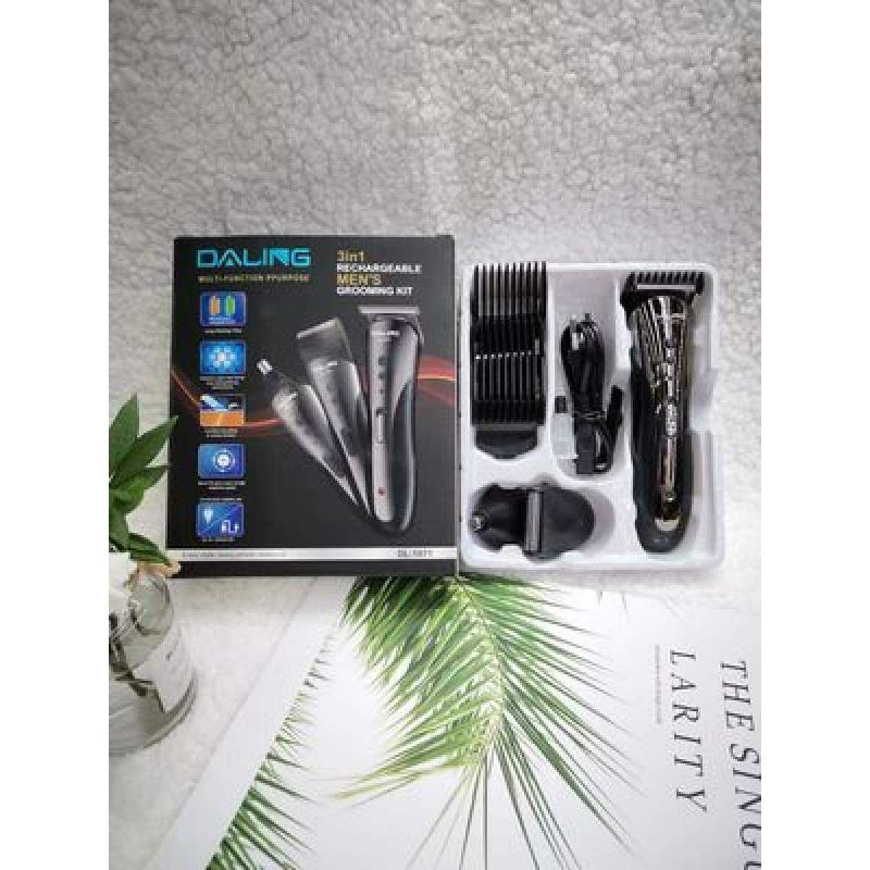 Dl-1071- 3 in 1 Professional Rechargeable Hair Clipper Trimmer & Shaver � Black & Silver