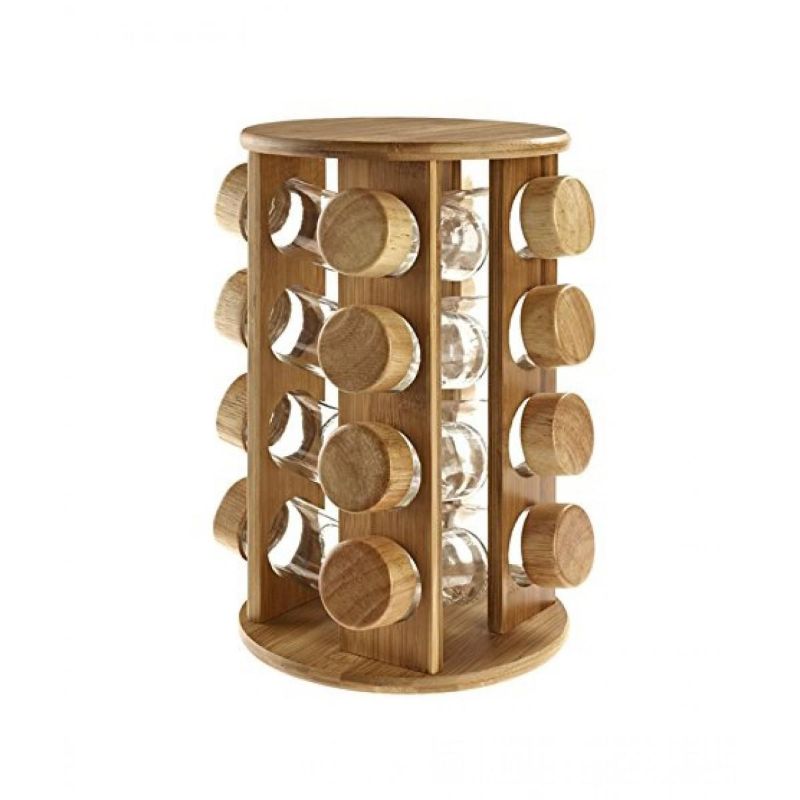 16 Revolving Wooden Masala Jar With Stand