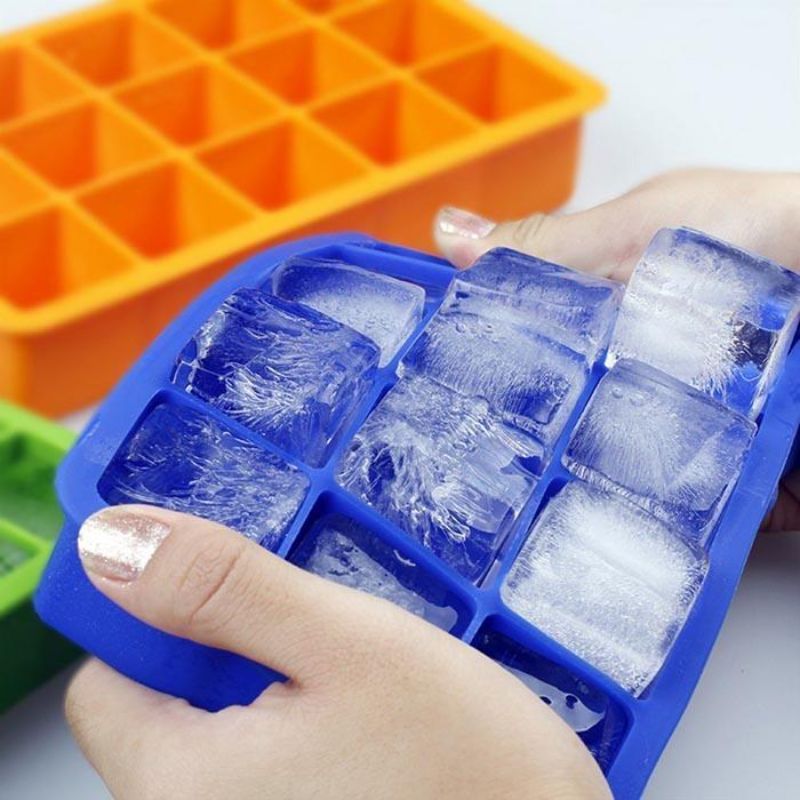 Easy Push Pop out Square Silicon Ice Cubes Tray 18 Cubes