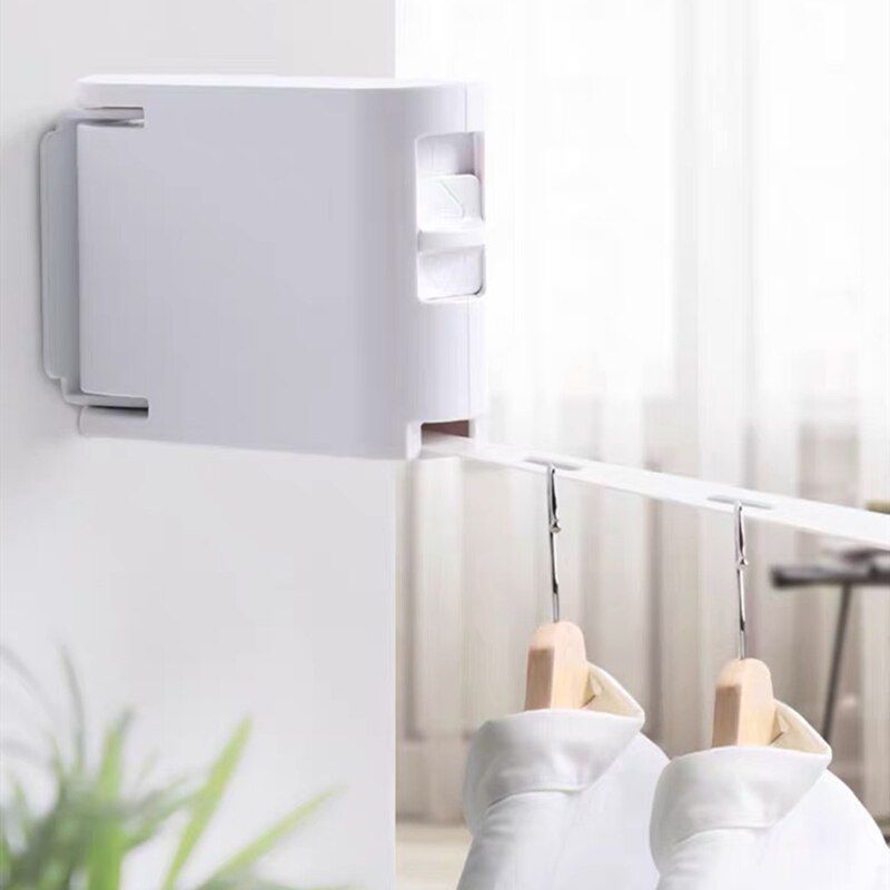 4.2M CLOTHESLINES ROTATION RETRACTABLE CLOTHES LINES LAUNDRY ROPE HANGER ORGANIZERS CLOTHING QUILT HANGING BALCONY WALL MOUNTED