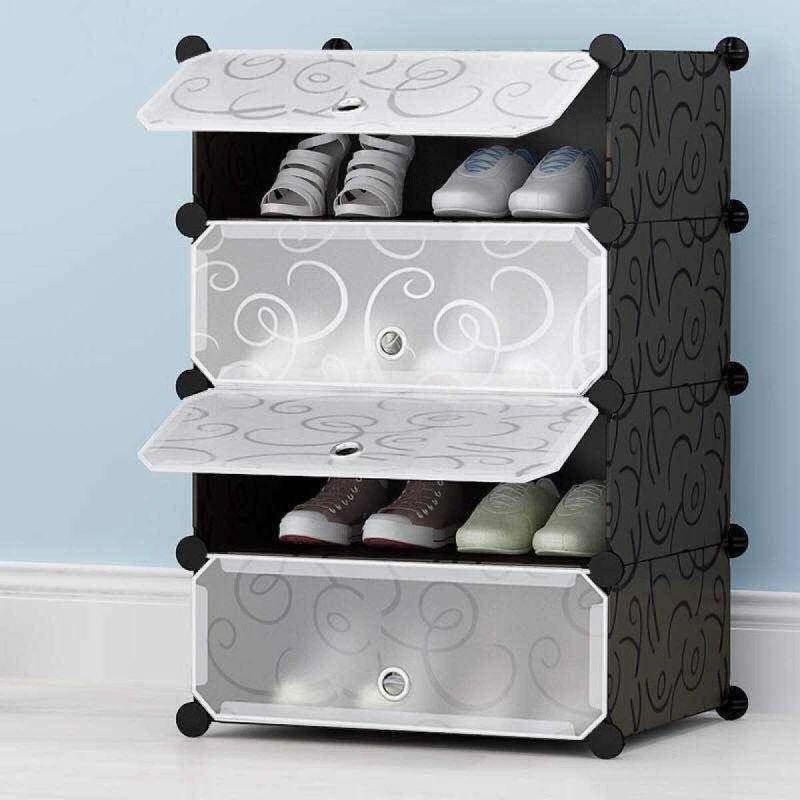 4 Cubes Storage Cabinet/Shoe Rack - Black