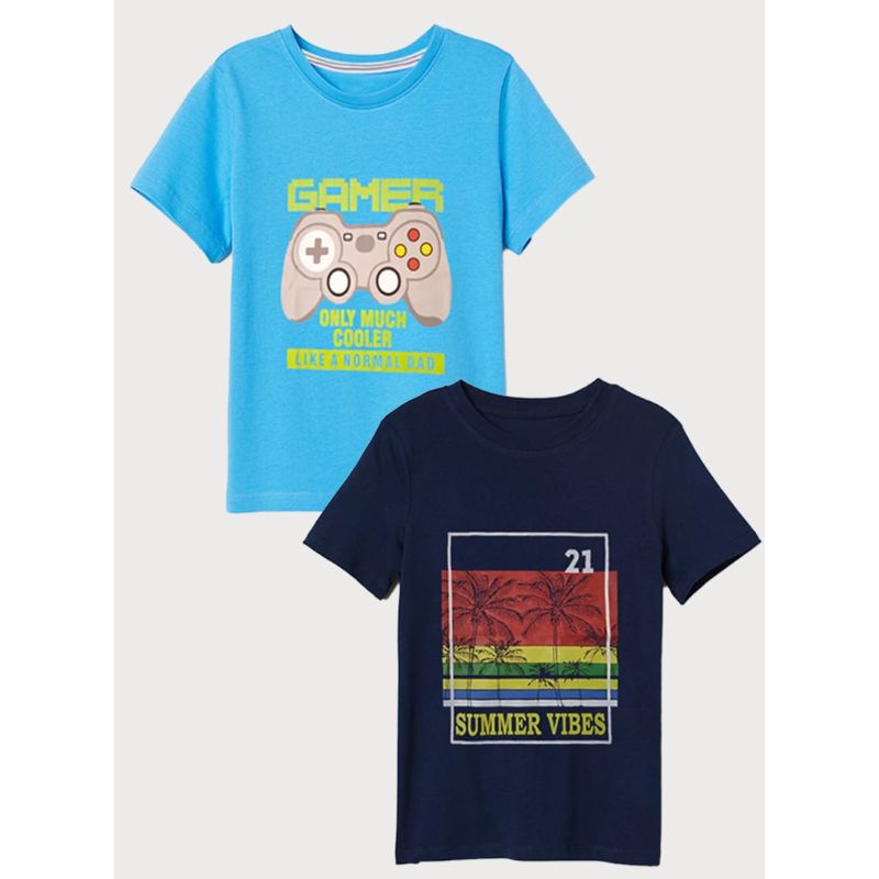 Light Blue Color PACK OF 2 MIX BOYS T-SHIRTS