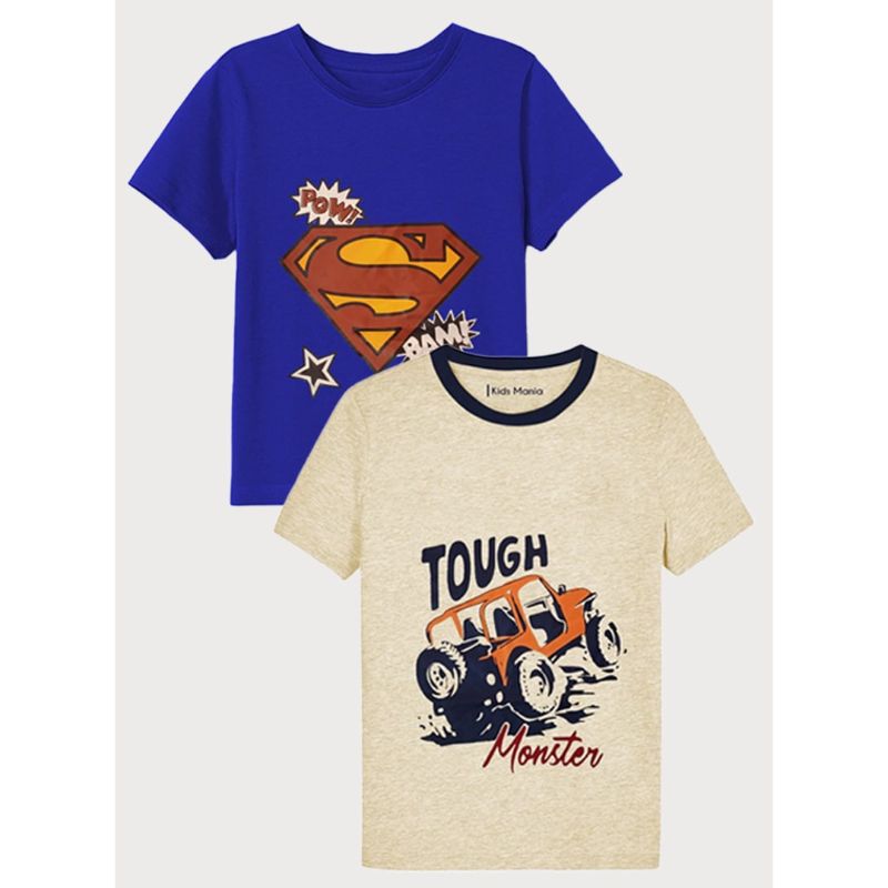Cream Color PACK OF 2 MIX BOYS T-SHIRTS
