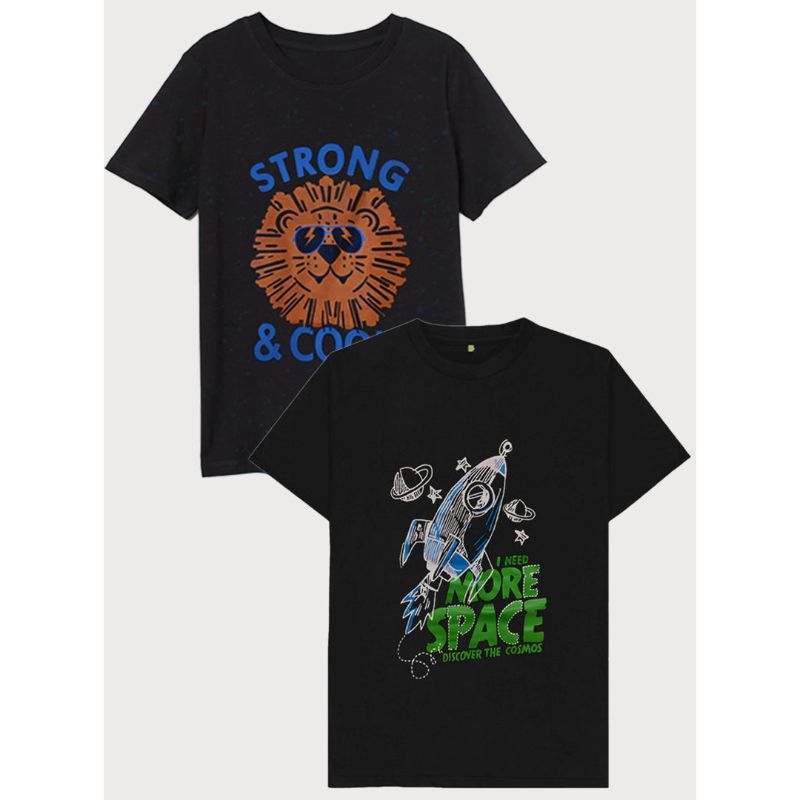 Black Color PACK OF 2 MIX BOYS T-SHIRTS