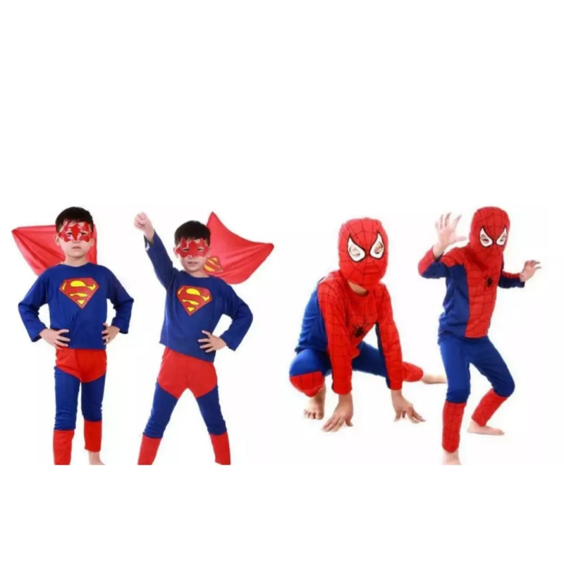 Pack of 2 Superman and Spider Man Super hero Costume