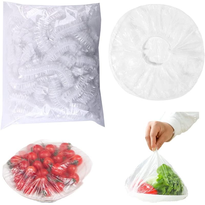 Nothers 100Pcs Bowl Covers, Wrap Food Covers for Outside Picnics, Dish Plat Plastic Cover, with Elastic, Stretchable 360 Transparent Elastic Cover Family Kitchen
