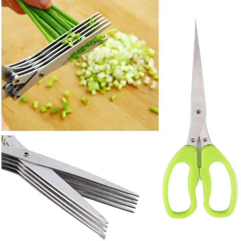 5 Layers Basil Rosemary Kitchen scissor Shredded Chopped Scallion Cutter