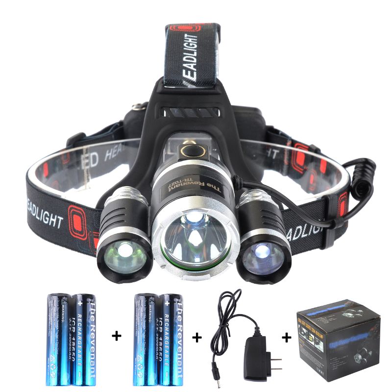 6000 Lumen High Power LED Headlamp, Rechargeable 3 CREE XM-L T6 Bright Headlights, Waterproof Head Flashlight for Outdoor