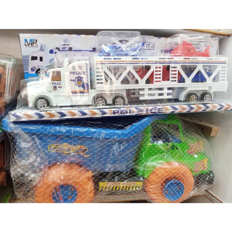 Push and Pull Pretending Police Heavy Carriage Transportation Toy Truck With Sub Toys Inside