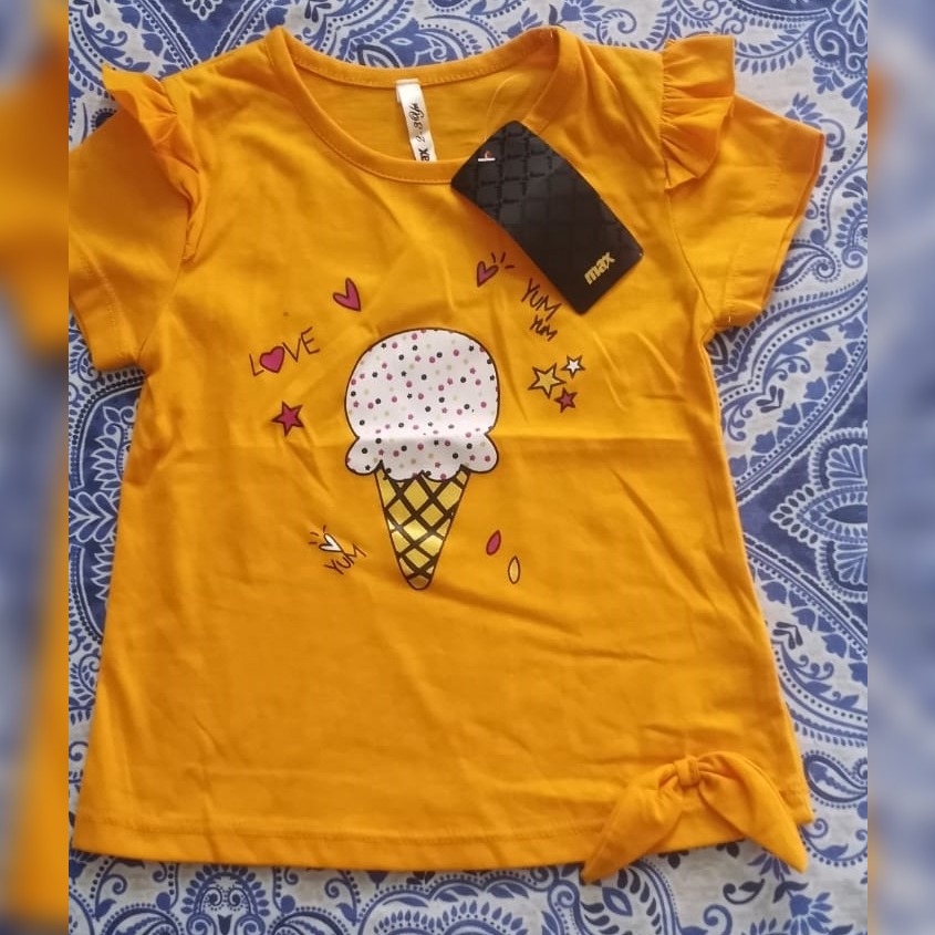 Expocity Brand Orange Color Shirt Cone Icecream Design for Kids