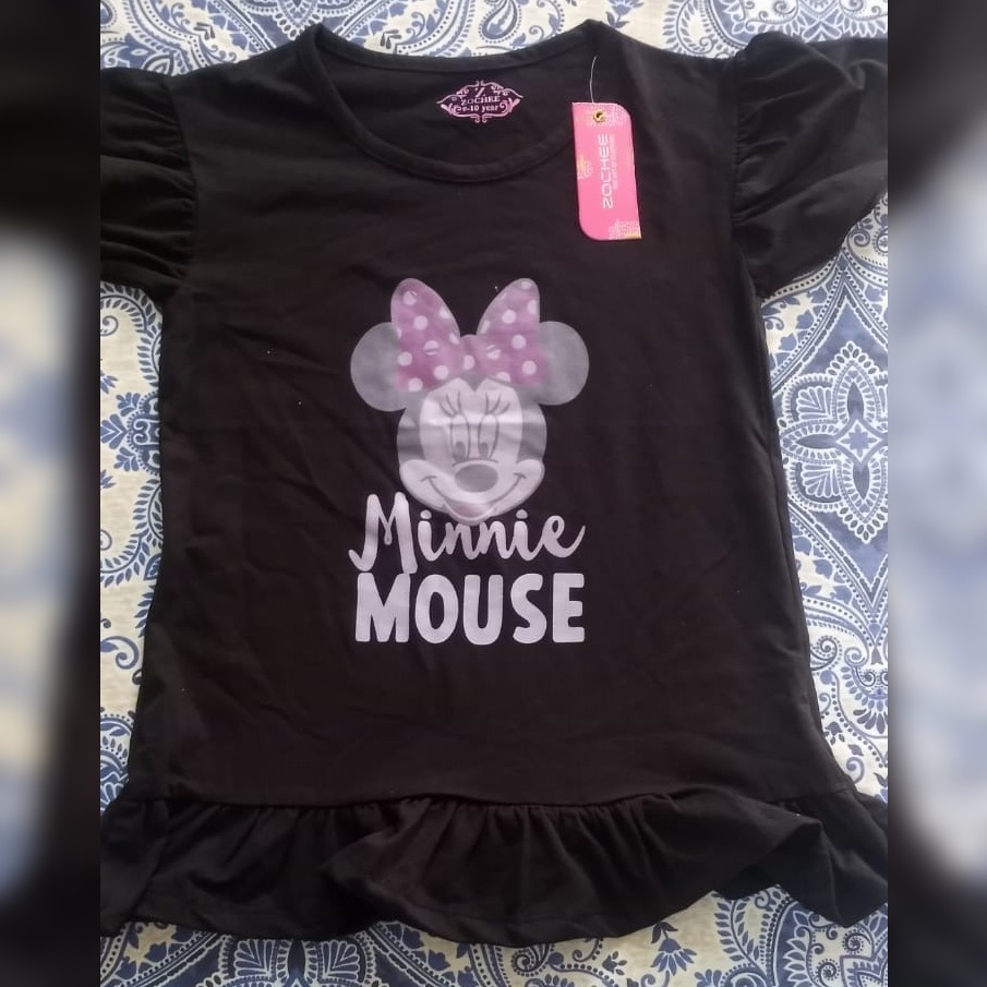 Expocity Brand Black Color Shirt Minie Mouse Design for Kids