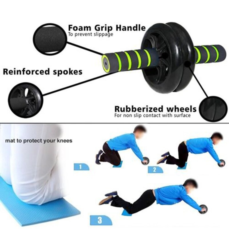 Double Wheel Fitness Equipment ABS Abdominal Muscle Trainer Roller Gym At Home Workout