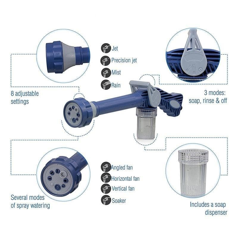 Garden ,Car Water And Soap Cannon 8 Nozzle Multi Function Spray