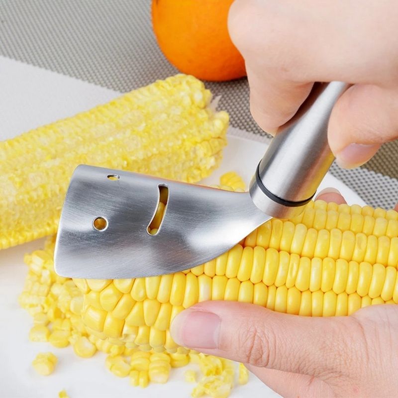 Stainless Steel Corn Separator, Corn Planer, Long Handle Corn Thresher, Ultra Sharp Corn Kernels Separator, Stainless Steel Corn Peeler