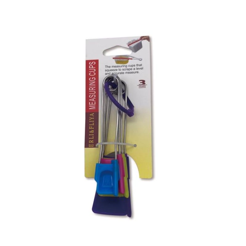 Set of 4 - Plastic Kitchen Baking Measuring Spoons With Stainless Steel Handle - Random Color