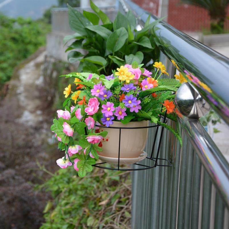 Balcony Railing Fence Outdoor Flower Pot Hanger Stand