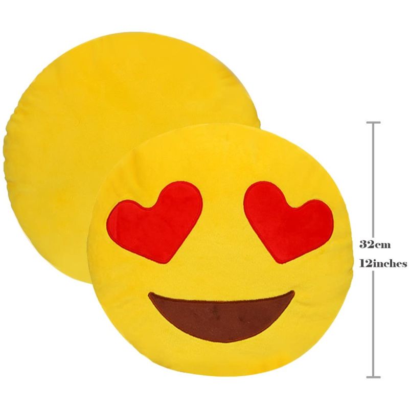 Emotion Pillow .Smiley Pillow Emoticon Cushion Stuffed Plush Round Yellow Soft Pillow Valentines Gifts (13 inches)