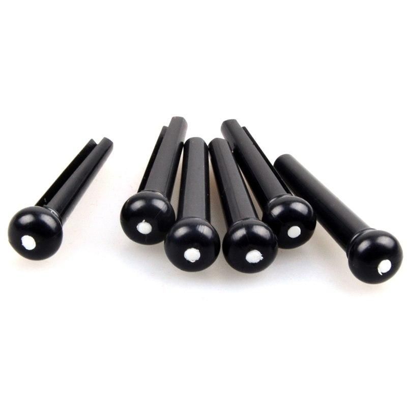 Alice Guitar Tone Pin Black Plastic With White Dot Head (6pcs/Set)