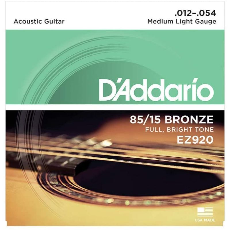 D'Addario EZ920 85/15 Bronze Medium Light Acoustic Guitar Strings Set