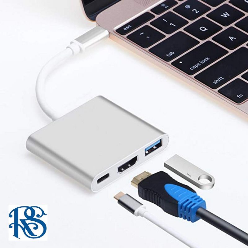 Cable 3 in 1 Hub Type-C USB 3.1 to USB-C 4K HDMI USB 3.0 OTG Adapter Converter