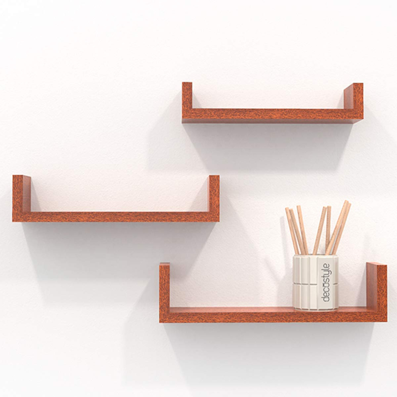 Toheed wood Floating Shelves Set of 3 with Modern U Shape and Durable Design, Simple Hanging