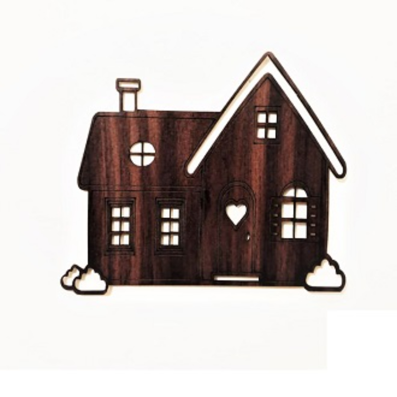 Wooden House For Home Decor,Wall Decoration 3D Style For Room Decoration 6.5 inches x 5.5 Inches
