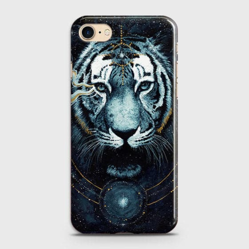 iPhone 7 & iPhone 8 Cover - Vintage Galaxy Tiger Printed Hard Case with Life Time Colors Guarantee B (33) 1