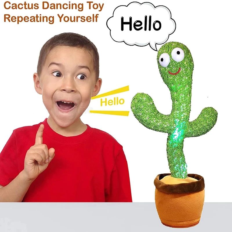 HelloKimi Cactus Plush Funny Electronic Shaking Cactus Singing Dancing Cactus Twisting Cactus Cute Plush Toy Education OG2