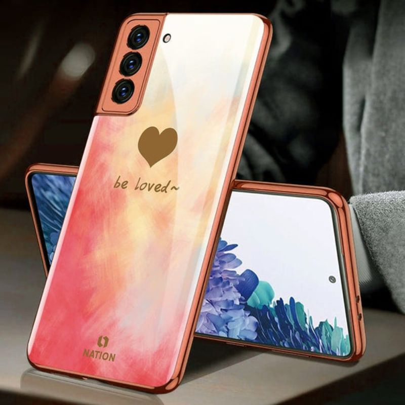 Samsung Galaxy S21 Plus 5G Cover - Onation Heart Series - HQ Ultra Shine Premium Infinity Glass Soft Silicon Borders Case