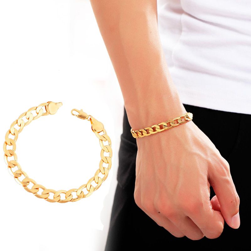 Golden Color Chain Bracelet for Boys - New Design Alloy Tone Hand Band