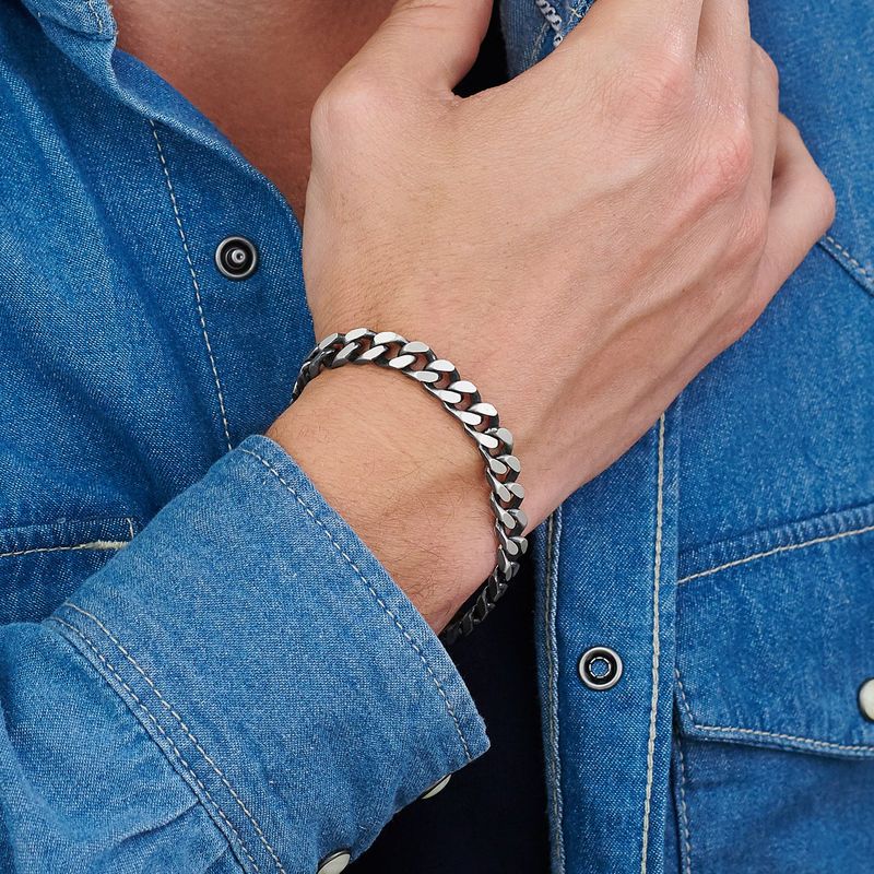 High Quality Pure Silver Stainless Steel Italian Thin Cuban Chain Bracelet For Men