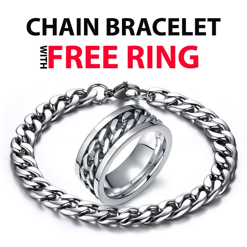 Premium Set Of Spinner Ring & Cuban Link Chain Bracelet For Men & Boys Jewellery Set Gift For Men