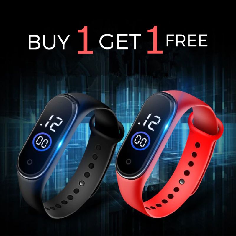 Pack of 2 Mi Touch LED Sports Bracelet Digital Wrist Band - Smart Watch for boys - Multicolor - Free Box