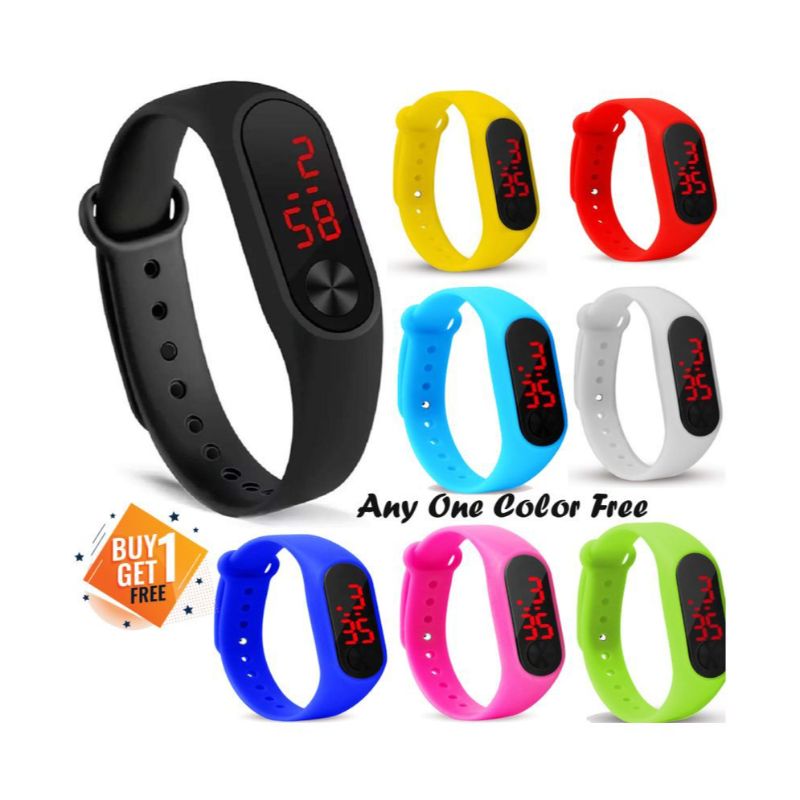 Pack of 2 M3 Touch LED Sports Bracelet Digital Wrist Band - Smart Watch for Hand - Multicolor