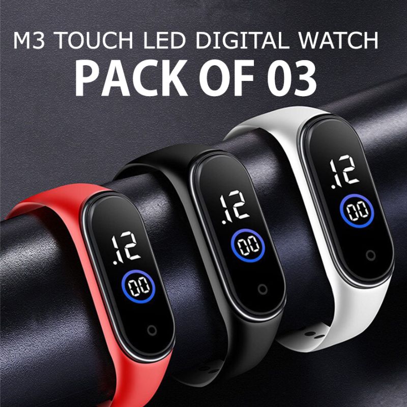 Buy 2 Get 1 Free Multicolor M4 touch Led Bracelet Digital Watch Band for Men/boys/girls - Pack of 3