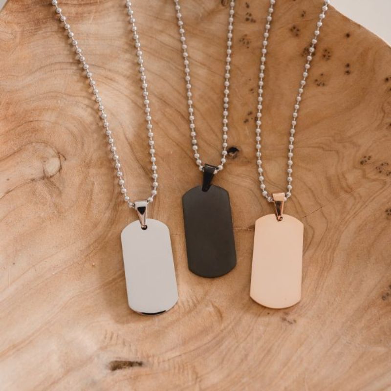 High Quality Pure Silver/black/Golden Stainless Steel Dog tag with Chain For Men
