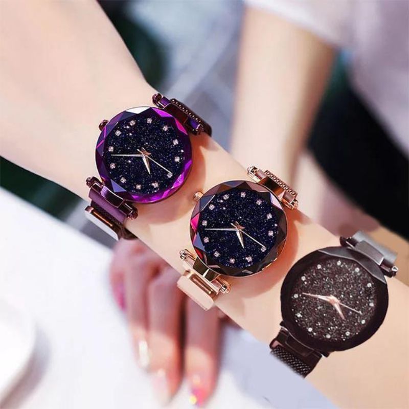Pack of 3 Magnetic Chain Mesh Magnet Buckle Starry Sky Luxury Fashion Watch