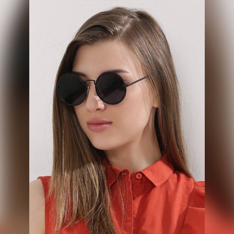 Black Metal Frame Sunglasses For women/Girls with free Box