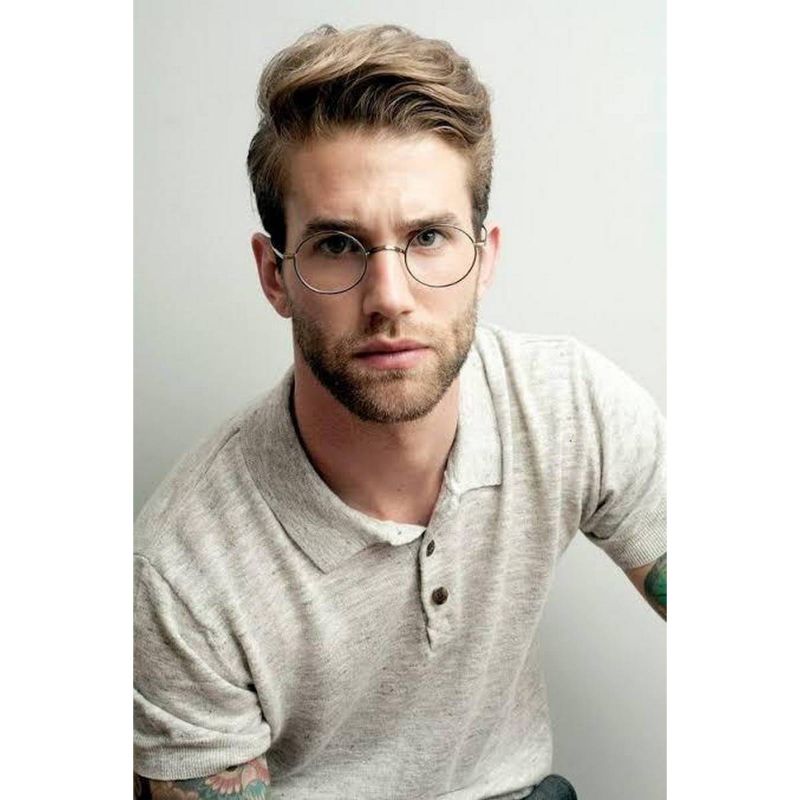 Casual Round Glasses For Men's Metal Frame Standard Size with free box