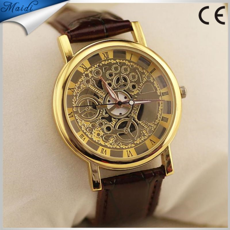 Skeleton Fashion Classic Unique Man Hollow-out Quartz Gents Wrist Watches Business Watch Men Top Brand Luxury Skeleton Analog Watch With Leather Strap Unisex - Sports/Skelton watches for men