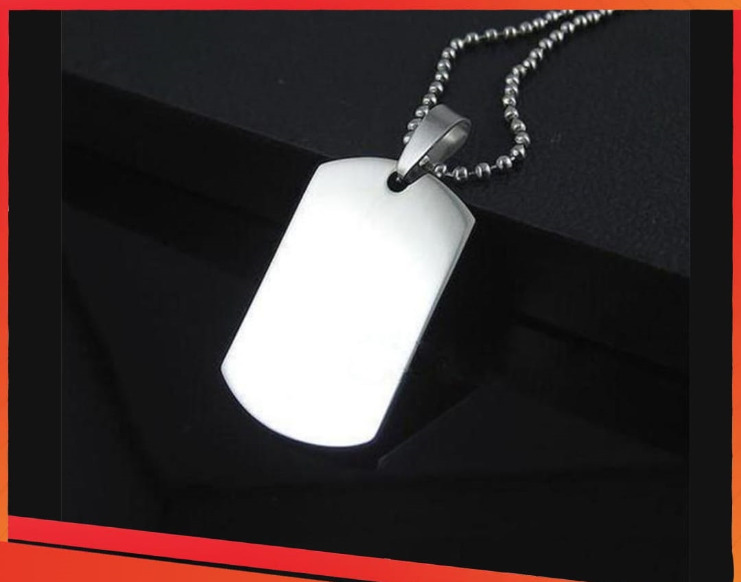 Silver Stainless Steel Dog Tag Necklace with chain For Men/Boys - High Quality